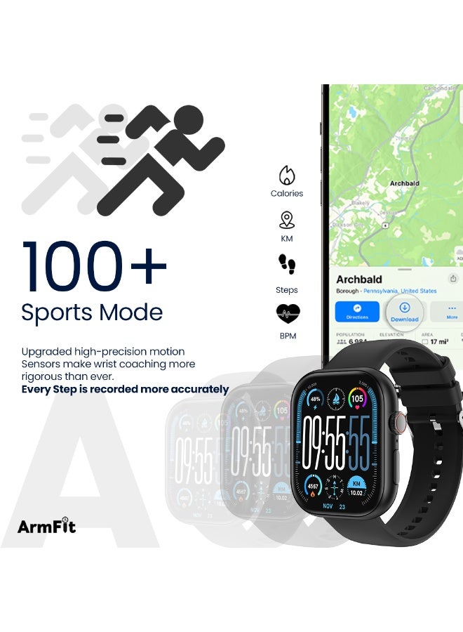 ArmFit 220 mAh AiPro Chat GPT Smart watch For Men  With AMOLED Always On Display Bluetooth Calling Waterproof Fitness Watches For Android iOS - Black - Image 5