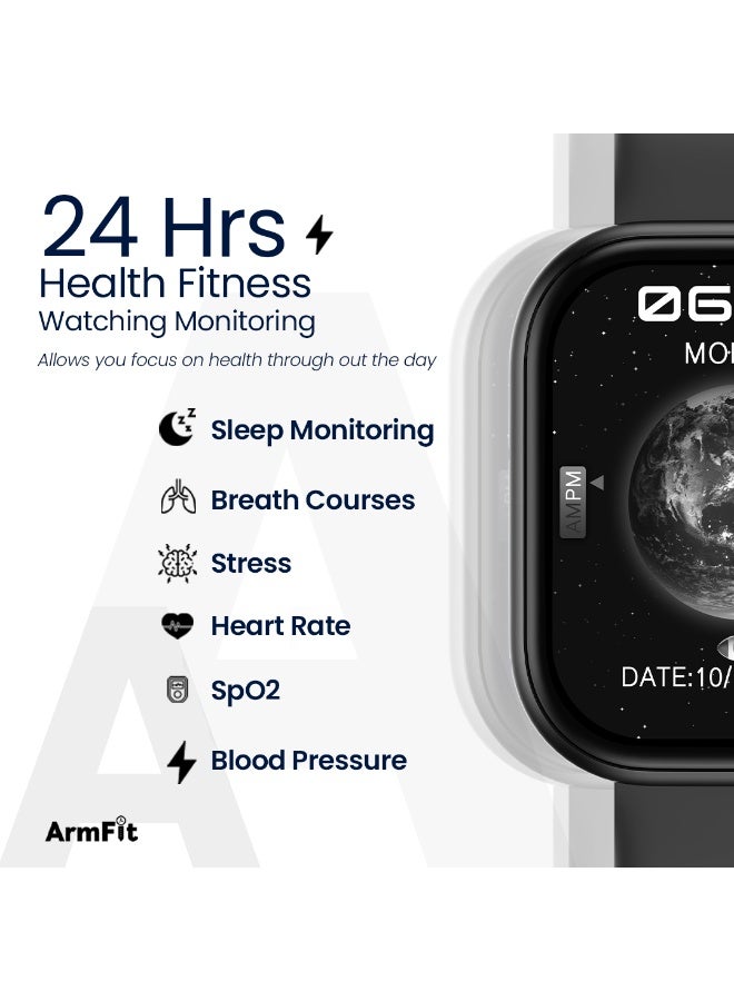 ArmFit 220 mAh AiPro Chat GPT Smart watch For Men  With AMOLED Always On Display Bluetooth Calling Waterproof Fitness Watches For Android iOS - Black - Image 4