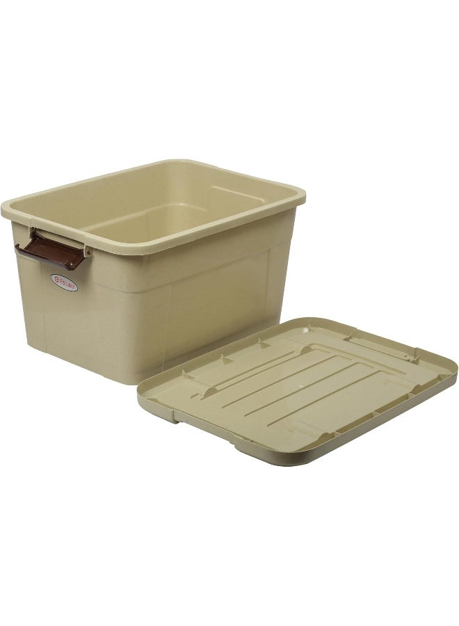 ESQUBE 40L Storage Box with Lockable Lid and Wheels beige - Image 2