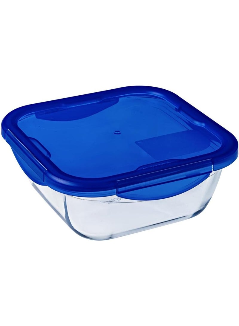 PYREX Cook&Go Square With Lid 800ml Dark Blue 16 x 16 x 6 cmcm - Image 1