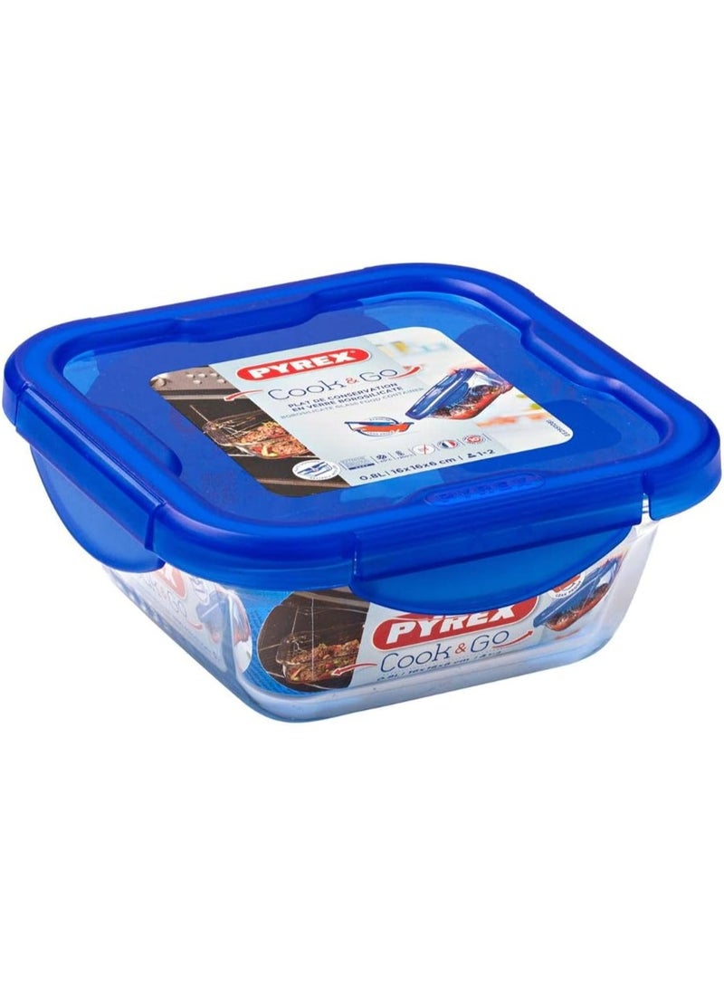 PYREX Cook&Go Square With Lid 800ml Dark Blue 16 x 16 x 6 cmcm - Image 2