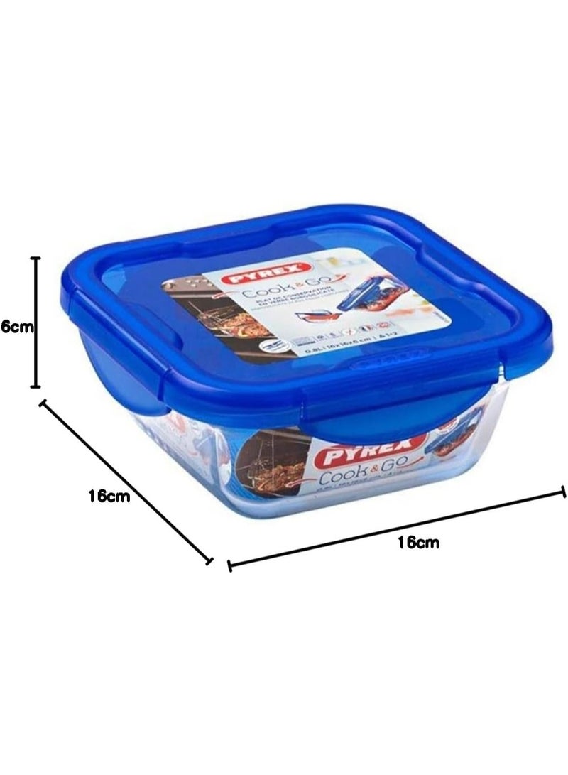 PYREX Cook&Go Square With Lid 800ml Dark Blue 16 x 16 x 6 cmcm - Image 4