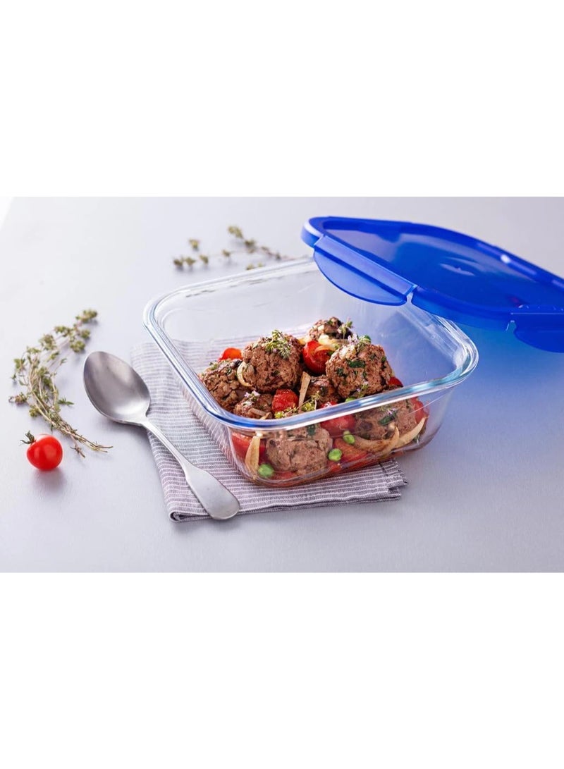 PYREX Cook&Go Square With Lid 800ml Dark Blue 16 x 16 x 6 cmcm - Image 3