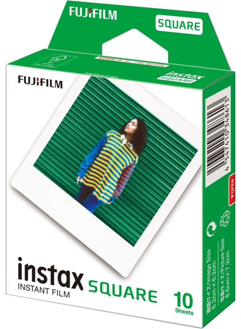 FUJIFILM Instax Square 10 Sheets Instant Film, Border - White - Image 1
