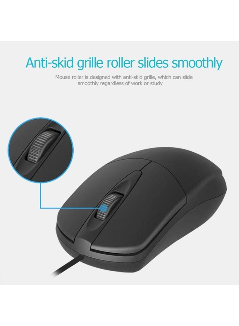 اي او سي MS121 Pro Wired Optical Mouse (1200DPI/Silent Buttons/Durable Cable) Compatible with Laptops And Desktops – Black - Image 4