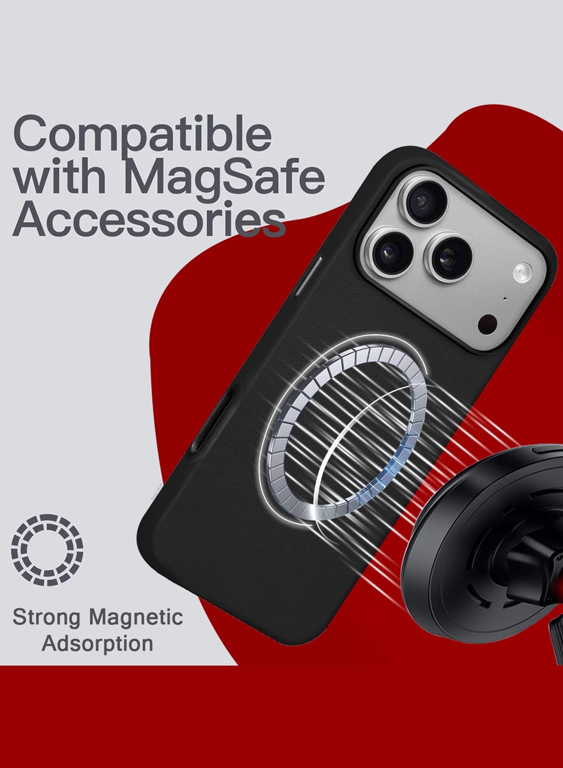 MARGOUN Leather Protective Case for iPhone 17 Pro - Shockproof - Matte - Anti-Slip - Waterproof - Sleek Design Black - Image 4