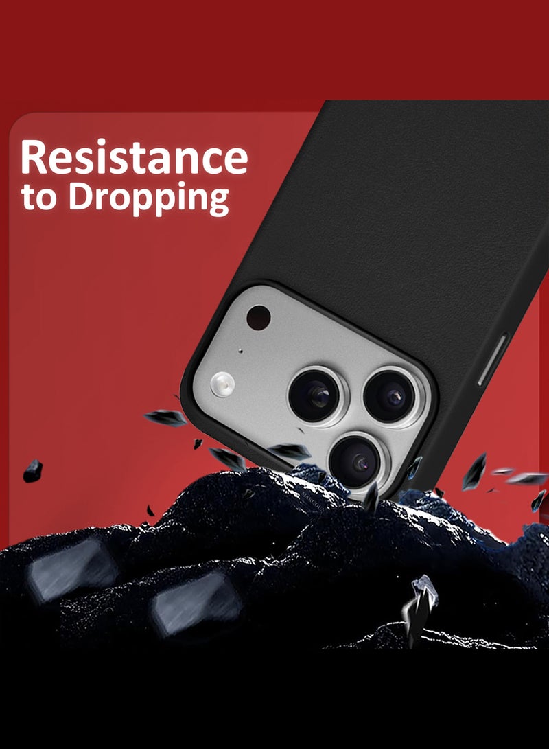 MARGOUN Leather Protective Case for iPhone 17 Pro - Shockproof - Matte - Anti-Slip - Waterproof - Sleek Design Black - Image 3