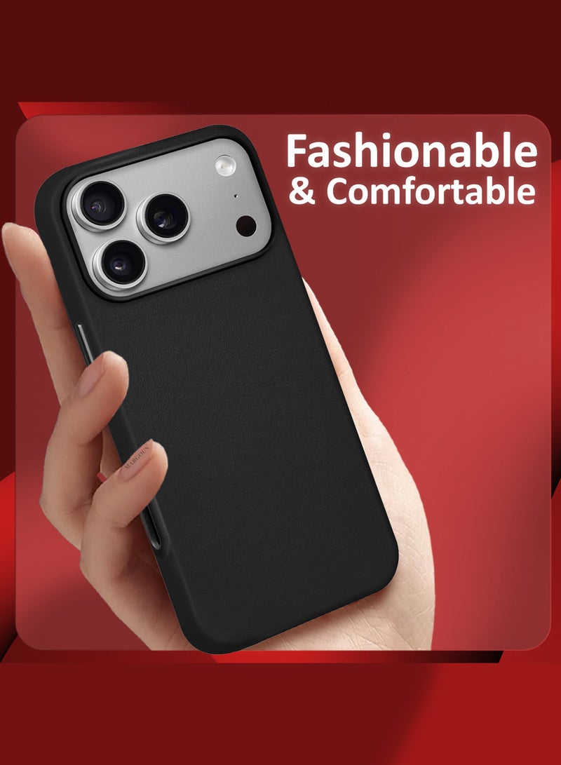 MARGOUN Leather Protective Case for iPhone 17 Pro - Shockproof - Matte - Anti-Slip - Waterproof - Sleek Design Black - Image 2