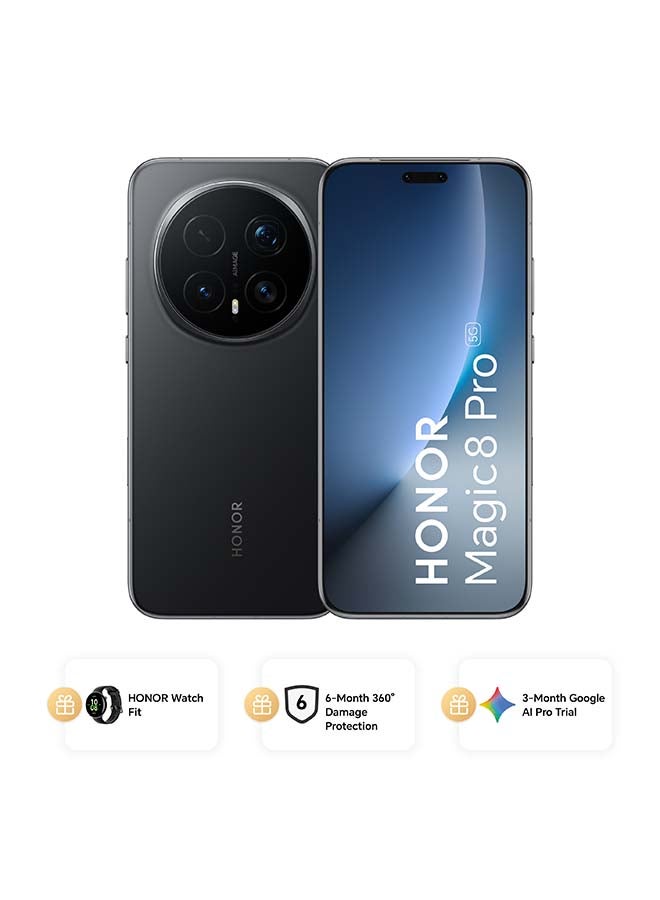 Honor Magic 8 Pro Dual SIM 5G Black 12GB RAM 512GB With Free Watch Fit, 6 Month 360° Damage Protection Insurance and 3 Month Google AI Pro Trial - Middle East Version - Image 1
