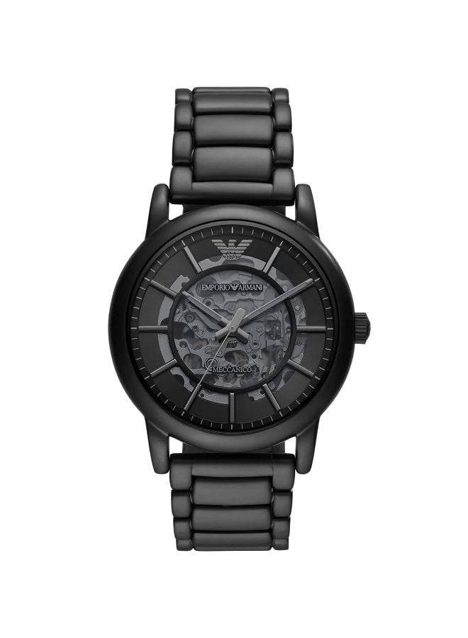 امبوريو ارماني Men's Emporio Armani AR60045 Men’s Automatic Watch – Black Stainless Steel, 43mm Skeleton Dial, 50M Water Resistance - Image 1