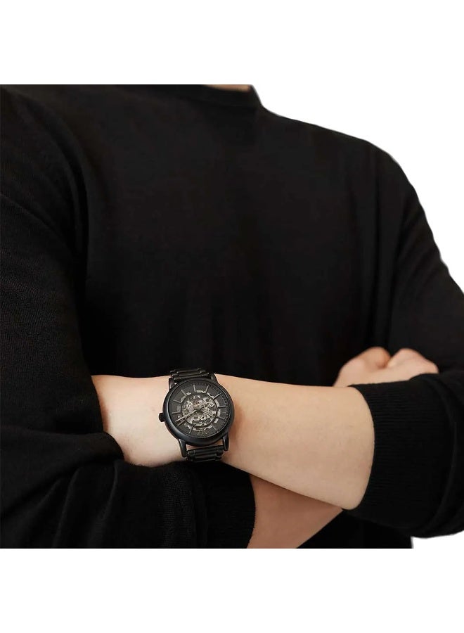 امبوريو ارماني Men's Emporio Armani AR60045 Men’s Automatic Watch – Black Stainless Steel, 43mm Skeleton Dial, 50M Water Resistance - Image 3