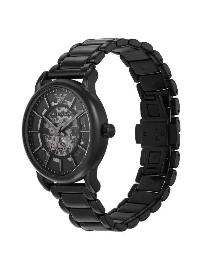 امبوريو ارماني Men's Emporio Armani AR60045 Men’s Automatic Watch – Black Stainless Steel, 43mm Skeleton Dial, 50M Water Resistance - Image 2