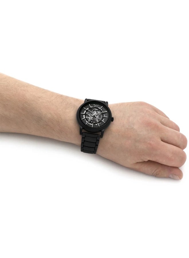 امبوريو ارماني Men's Emporio Armani AR60045 Men’s Automatic Watch – Black Stainless Steel, 43mm Skeleton Dial, 50M Water Resistance - Image 4
