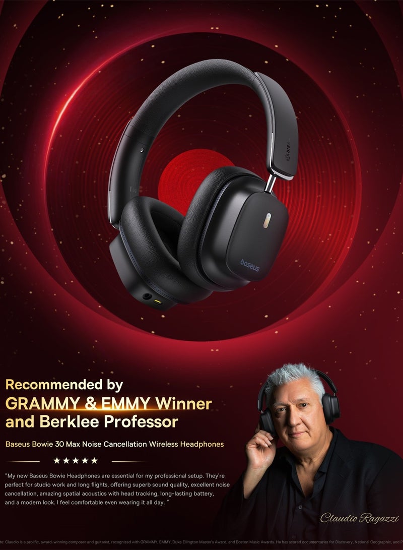Baseus Bowie 30 Max – Premium Noise-Canceling Wireless Headphones (Cluster Black) BLACK - Image 2