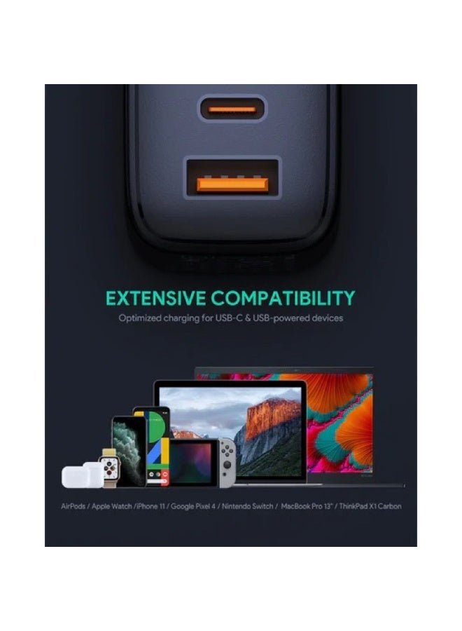 AUKEY PA-B3 65W Dual-Port Charger – Power Delivery 3.0, GaN Power Tech, High-Speed Simultaneous Charging. Black - Image 2
