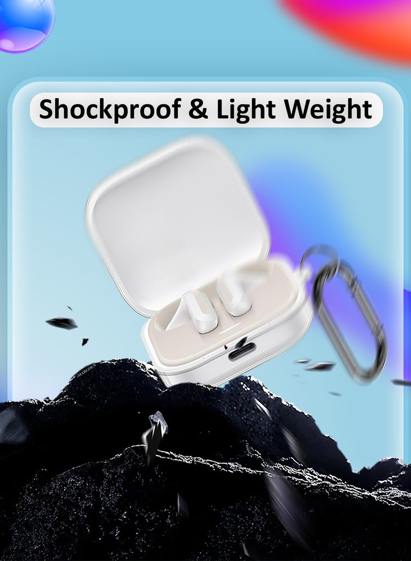 MARGOUN Transparent TPU Shield Case for Redmi Buds 6 Active Case - with Anti-Scratch Protection and Detachable Carabiner - clear - Image 3