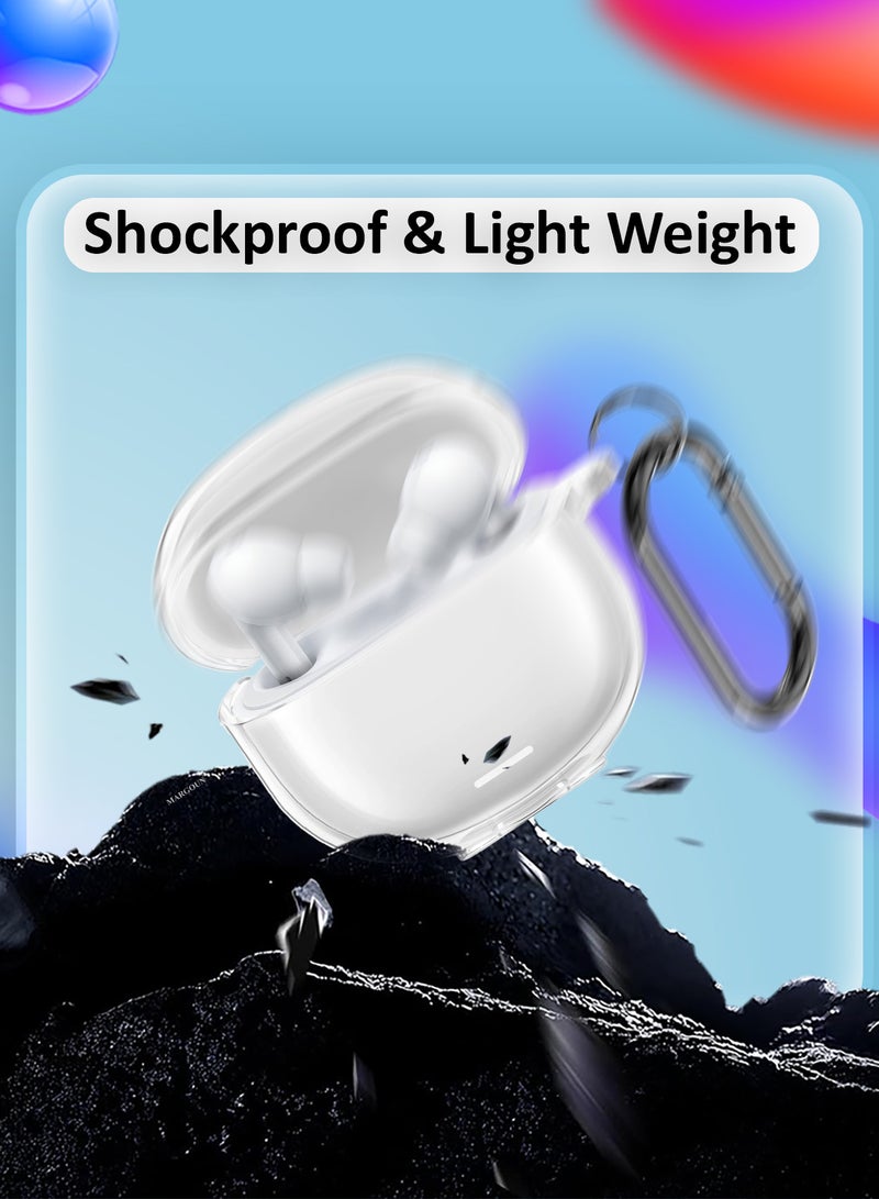 MARGOUN Transparent TPU Shield Case for Redmi Buds 6 Lite Case - with Anti-Scratch Protection and Detachable Carabiner - clear - Image 4