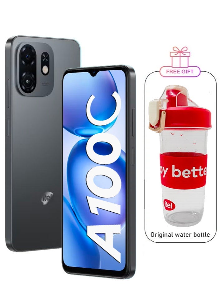 إيتيل A100c أسود نقي 2+4 جيجابايت رام 64 جيجابايت 4G + هدية مجانية زجاجة itel - نسخة الشرق الأوسط - Image 1
