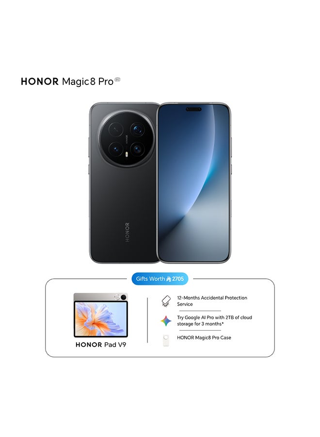 Honor Magic 8 Pro Dual SIM 5G Black 12GB RAM 512GB with Honor Pad V9 - Middle East Version - Image 1