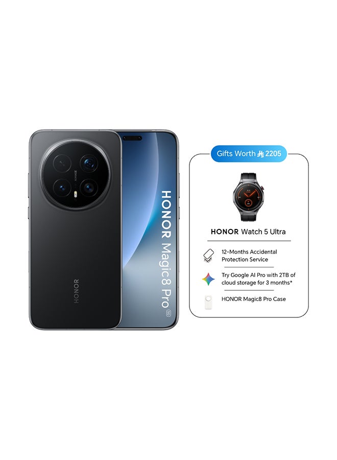 Honor Magic 8 Pro Dual SIM 5G Black 12GB RAM 512GB with Honor Watch5 Ultra - Middle East Version - Image 1