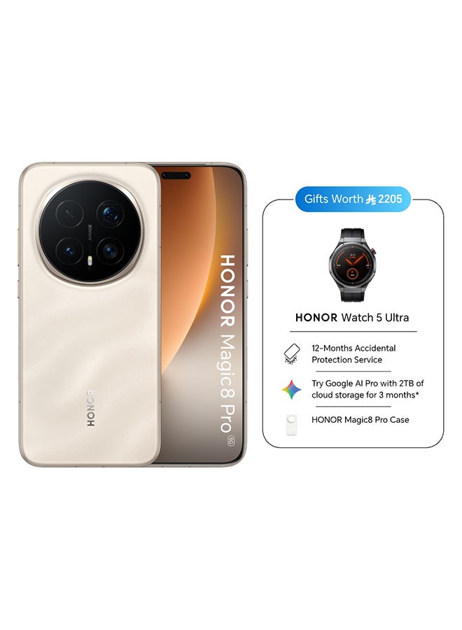 Honor Magic 8 Pro Dual SIM 5G Sunrise Gold 16GB RAM 1TB with Watch5 Ultra - Middle East Version - Image 1