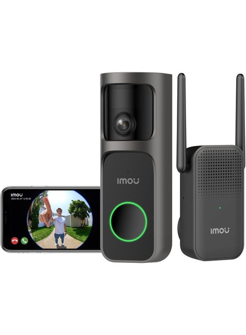 Doorbell 3 Kit – 4MP QHD 360° Panoramic Wi-Fi Video Doorbell, PIR Human & Package Detection, Night Vision, Two-Way Audio, Battery or Wired, Indoor Chime with SD Storage Support up to 512GB, Weatherproof Smart Security Camera | DB-3EP-4M0W/DS3