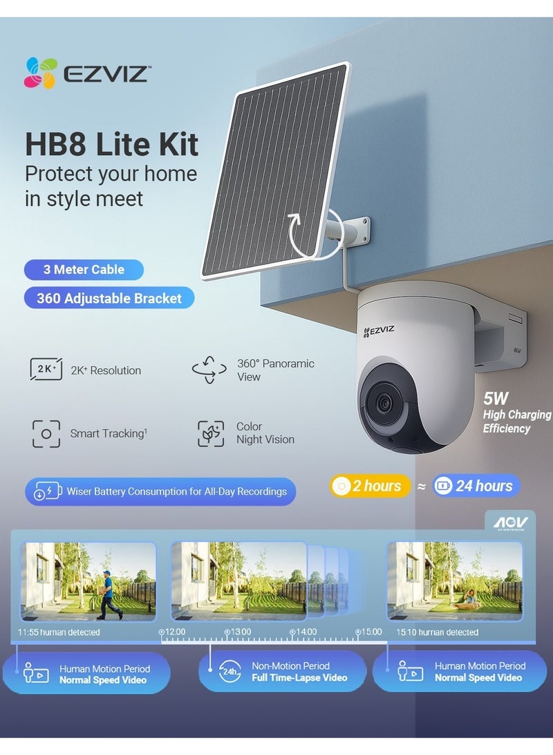 EZVIZ HB8 Lite 4G & Wi-Fi Smart Home Battery Camera Kit – 2K+ HD, Pan-Tilt 340°/80°, AI Person & Vehicle Detection, Auto Tracking, Color Night Vision with Spotlight & Siren, Solar-Powered, 4G LTE + Wi-Fi, MicroSD & Cloud Storage, Weatherproof | CS-HB8c-R100-1N4WFL4GA - Image 4