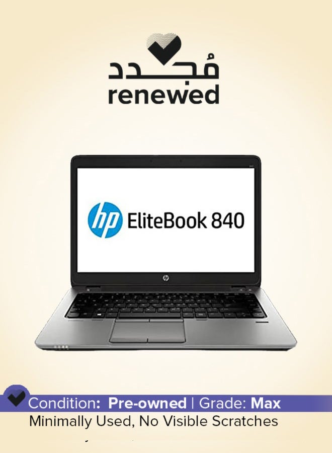 HP Renewed - EliteBook 840 G1 Laptop with 14-Inch HD Display, Intel Core i5 Processor/4th Gen/Dual Core/8GB RAM/128GB SSD/Intel HD Graphics/Windows 10 English Black - Image 1