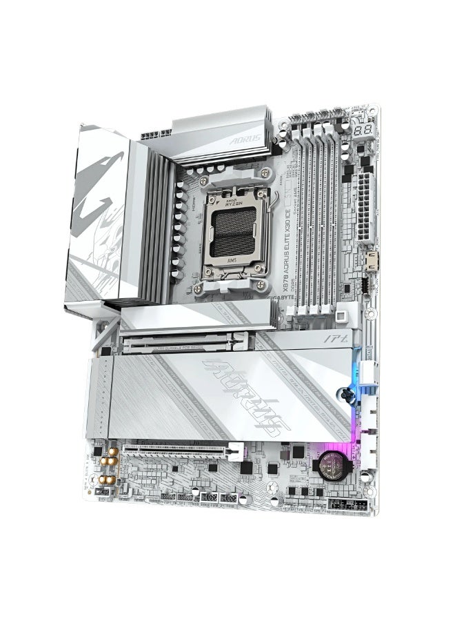 GIGABYTE X870 AORUS ELITE X3D ICE AM5 ATX Motherboard – Socket AM5, AMD X870E Chipset, 4× DDR5 DIMM, 4× M.2 Slots, PCIe 5.0 x16, Wi-Fi 7 + 5GbE LAN, Dual USB4 Type-C 40Gb/s + USB 3.2, HDMI, 7.1 & Realtek ALC1220 Audio, AI-driven X3D Turbo Mode 2.0, Advanced Thermal Armor & M.2 EZ-Flex Cooling, Dual-Channel DDR5, ATX Form Factor - Image 4
