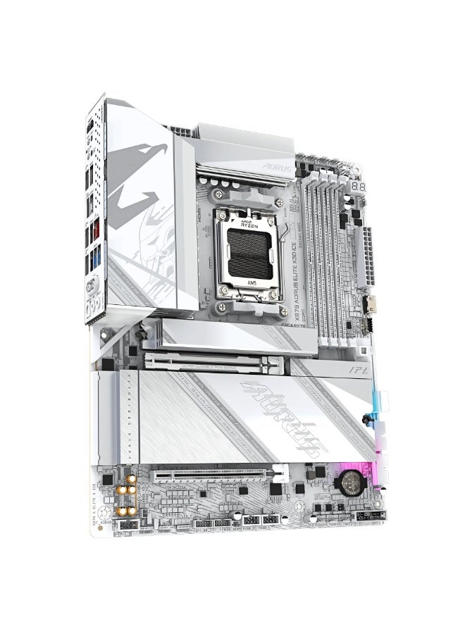 GIGABYTE X870 AORUS ELITE X3D ICE AM5 ATX Motherboard – Socket AM5, AMD X870E Chipset, 4× DDR5 DIMM, 4× M.2 Slots, PCIe 5.0 x16, Wi-Fi 7 + 5GbE LAN, Dual USB4 Type-C 40Gb/s + USB 3.2, HDMI, 7.1 & Realtek ALC1220 Audio, AI-driven X3D Turbo Mode 2.0, Advanced Thermal Armor & M.2 EZ-Flex Cooling, Dual-Channel DDR5, ATX Form Factor - Image 3