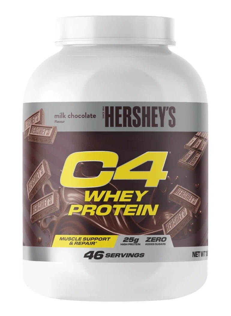 Cellucor C4 Whey Protein Powder – Hersheys Milk Chocolate Flavor, 25 g Protein per Serving, Zero Added Sugar – Sports Nutrition / Muscle Recovery