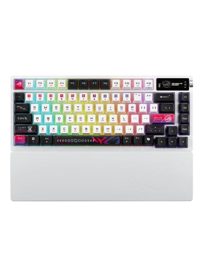 ASUS ROG Azoth X 75% Hot-Swappable Mechanical Gaming Keyboard – Hot-Swappable ROG NX V2 Switches, Per-Key RGB, OLED Display, Tri-Mode Wireless (Bluetooth/2.4 GHz) + USB-C, CNC Aluminum, Wrist Rest | 90MP044F-BKCA30 multicolour - Image 1