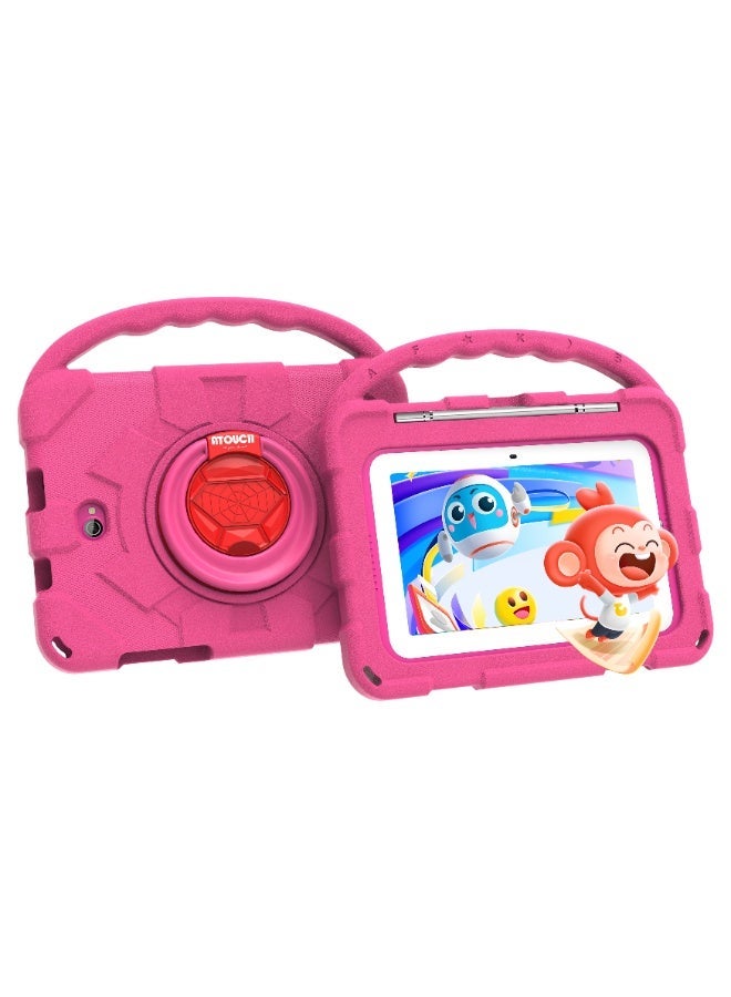 ATOUCH 7.85-inch Incell Screen Kids Smart Early Education Android Tablet KC66 Plus 12GB RAM 256GB ROM Dual Sim 5G Network EVA Case with 360° Stand And Writing LCD - Pink - Image 1