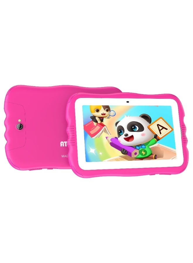 ATOUCH 7.85-inch Incell Screen Kids Smart Early Education Android Tablet KC66 Plus 12GB RAM 256GB ROM Dual Sim 5G Network EVA Case with 360° Stand And Writing LCD - Pink - Image 3