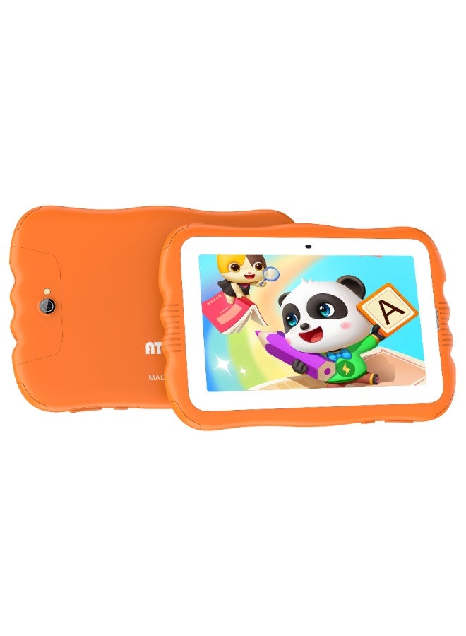ATOUCH 7.85-inch Incell Screen Kids Smart Early Education Android Tablet KC66 Plus 12GB RAM 256GB ROM Dual Sim 5G Network EVA Case with 360° Stand And Writing LCD - Orange - Image 3