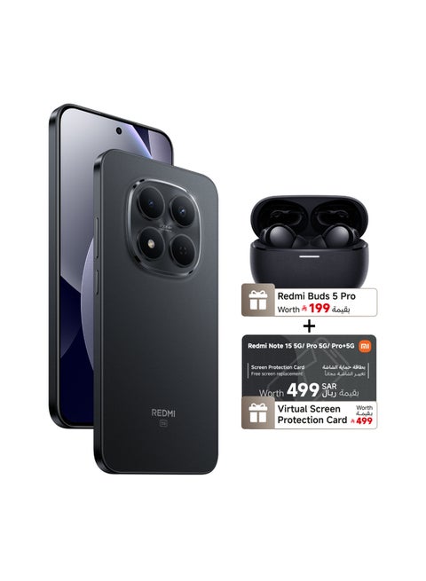 Redmi Note 15 Pro 5G Dual SIM+eSIM Black 12GB RAM 256GB 5G with FREE Gifts (Buds 5 Pro + Virtual Screen Protection Card) - Global Version