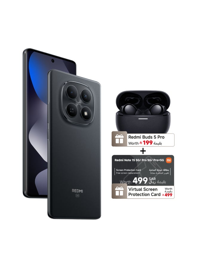 Xiaomi Redmi Note 15 5G Dual SIM Black 8GB RAM 256GB 5G with FREE Gifts (Buds 5 Pro + Virtual Screen Protection Card) - Global Version - Image 1