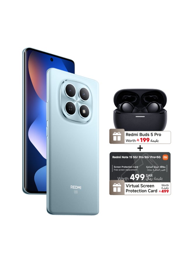 Xiaomi Redmi Note 15 5G Dual SIM Glacier Blue 8GB RAM 256GB 5G with FREE Gifts (Buds 5 Pro + Virtual Screen Protection Card) - Global Version - Image 1