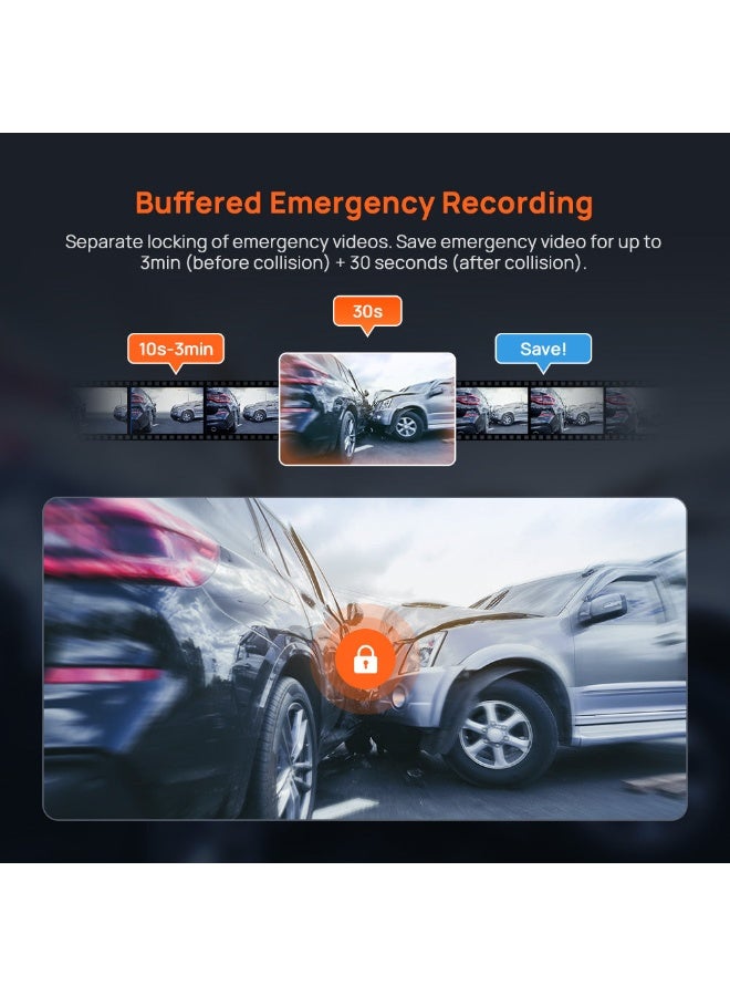 70 ماي A800SE Dashcam Car Front Rear 4K UHD + 1080P with GPS WiFi, Dual Car Camera Including 128GB SD Card, F1.55 Aperture HDR, 24/7 Parking Monitoring, Night Vision, ADAS, 3 Inch IPS, Up to 512GB Max - Image 5
