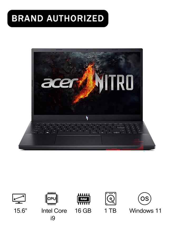 Nitro V ANV15 Gaming Laptop 13th Gen Intel Core i9-13900H 14 Cores Upto 5.4GHz/16GB DDR4/1TB SSD/8GB NVIDIA®GeForce®RTX 5060 Graphics/15.6" FHD IPS 165Hz/W11/WiFi-6/Backlit KB English Obsidian Black