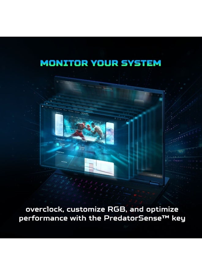 أيسر Predator Helios Neo 16 Gaming Laptop 14th Gen Intel Core Ultra 9-275HX 24 Cores Upto 5.4GHz/16GB DDR5 6400MHz/1TB SSD/8GB NVIDIA®GeForce®RTX 5060/16" WQXGA IPS 180Hz/W11/WiFi-6 English Obsidian Black - Image 3