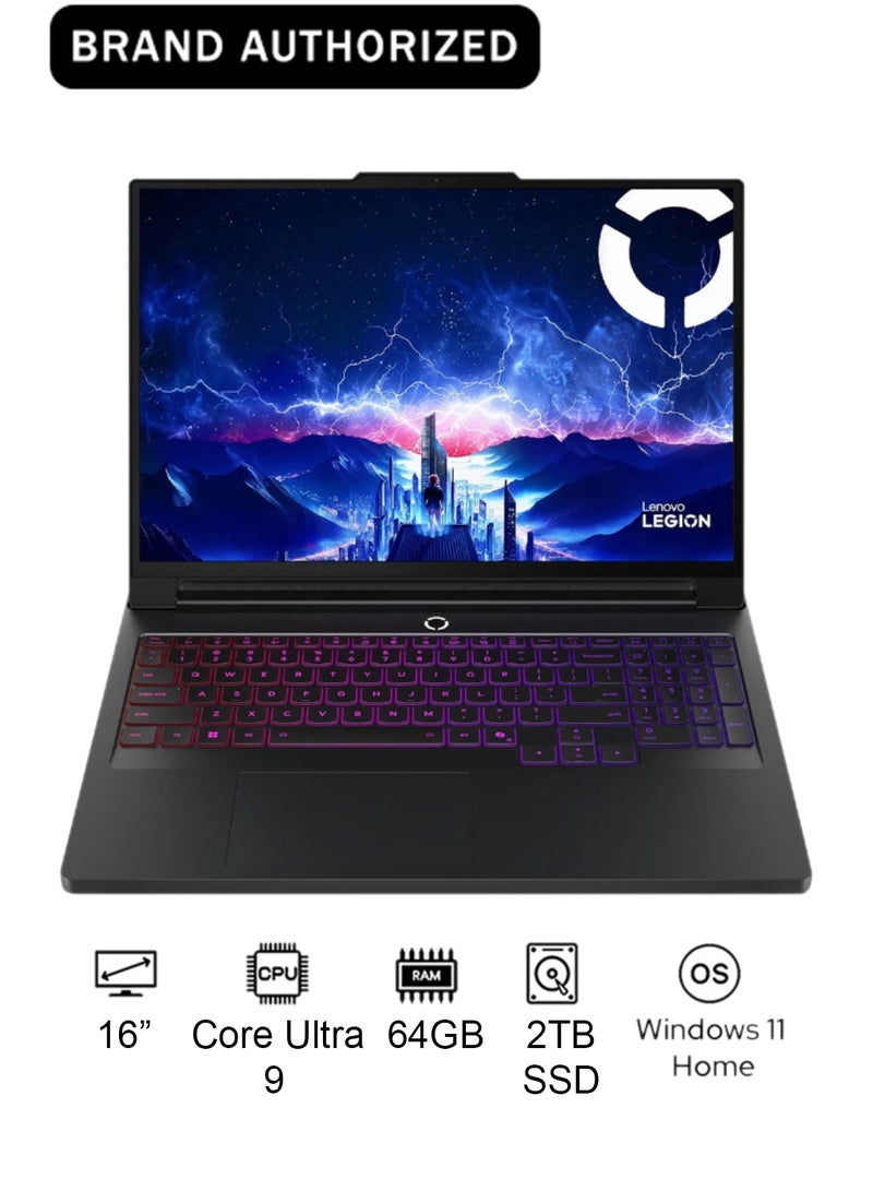 Lenovo Legion Pro 7 16IAX10H Gaming (2025) Laptop – 2nd Series / Intel Core Ultra 9-275HX / 16inch WQXGA / 2TB SSD / 64GB RAM / 24GB NVIDIA GeForce RTX 5090/ Windows 11 Home English Eclipse Black - Image 1