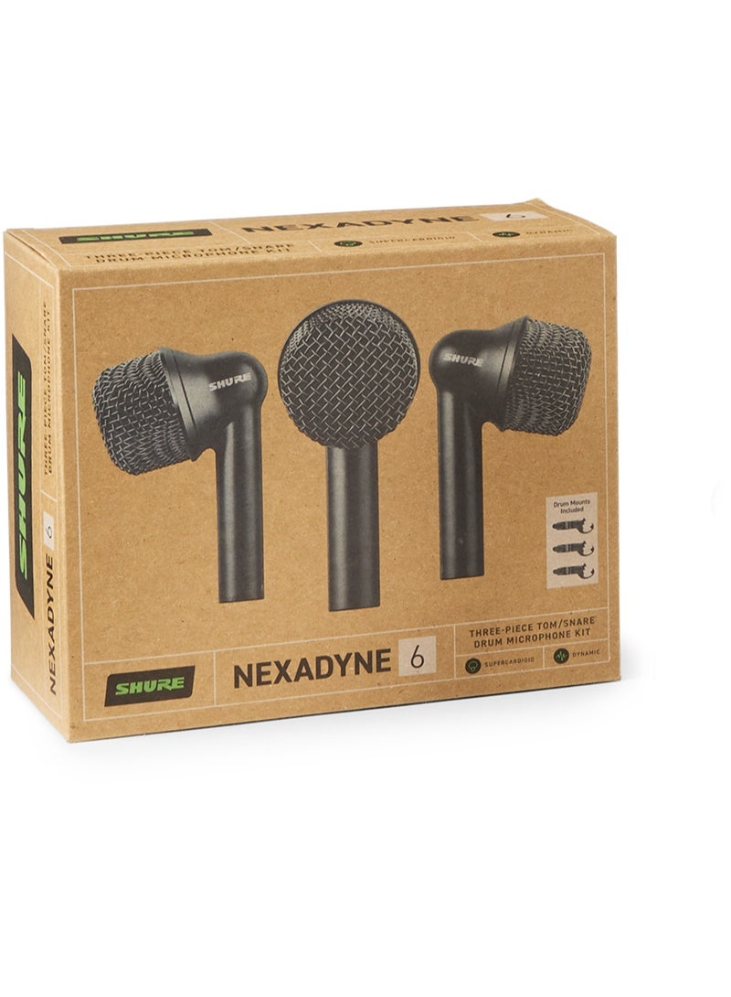 Shure Nexadyne 6 Tom/Snare Drum Microphone with Revonic Technology - Supercardioid Dynamic Mic for Pro Performance, Enhanced Isolation & Noise Reduction, Dual-Engine Transducers, Three Pack (NXN6-3PK) NXN6-3PK black - Image 4