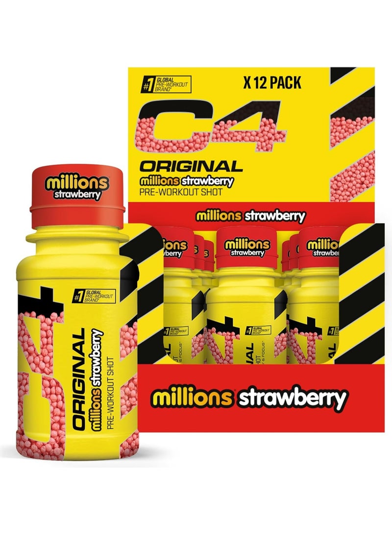 CELLUCOR C4 Original Pre Workout Shot - Millions Strawberry - (Pack of 12) - Image 1