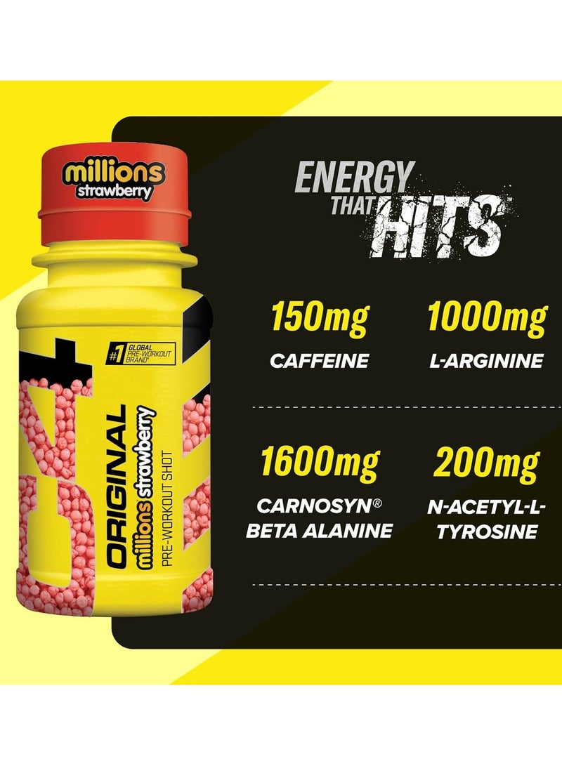 CELLUCOR C4 Original Pre Workout Shot - Millions Strawberry - (Pack of 12) - Image 2