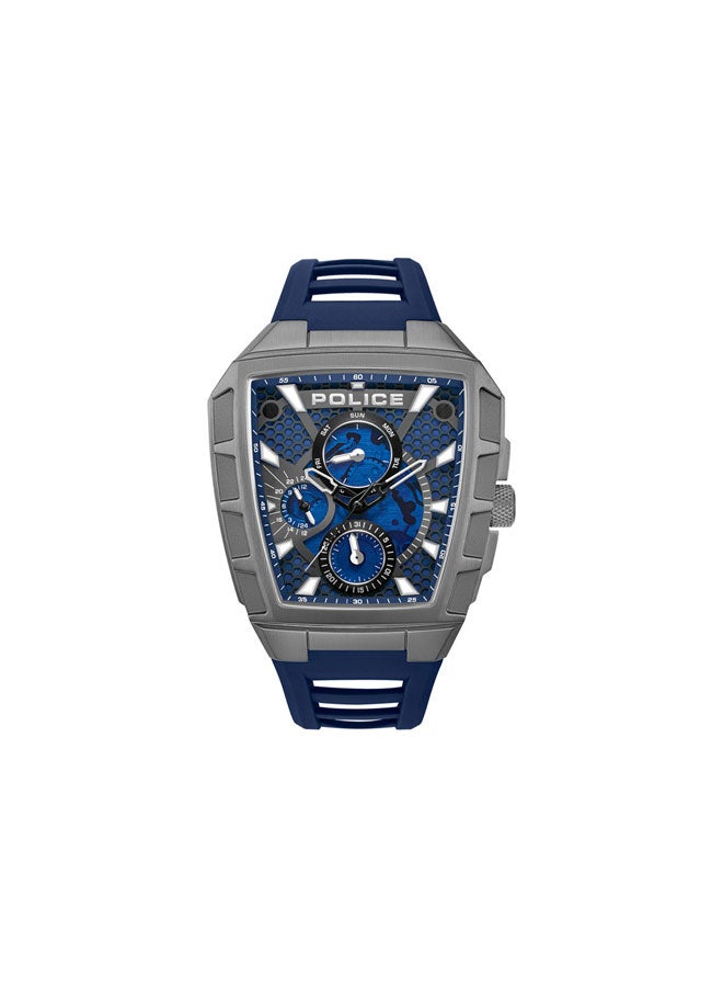 POLICE Men's Tough Gear Black Navy Dial Navy Silicone Strap Multifunction Watch for Men - 46mm - Image 1