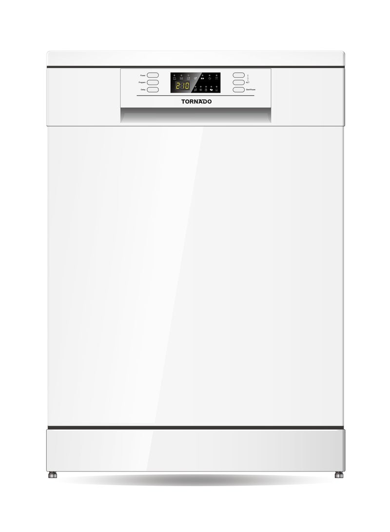 Tornado Freestanding Dishwasher 13 Place Settings, 6 Programs, 2 Racks, A++ Energy Rating, Quiet Operation Low Noise, Mini programme, Half-load,Stainless Steel Tub, TDG-JN1363-BSU Silver TDG-JN1363-BSU silver