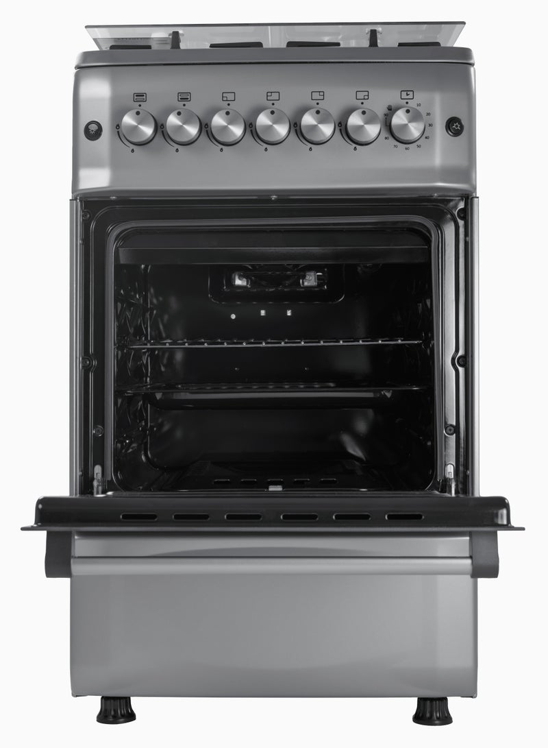 Tornado 50x55cm Freestanding Cooker, Full Gas Cooking Range with 4 Burners, Automatic Ignition & full Safety, Cast Iron Pan Support, Stainless Steel Finish, Separate Knob, Turkey, 5T40BBS2W01AE 5T40BBS2W01AE Stainless steel - Image 3