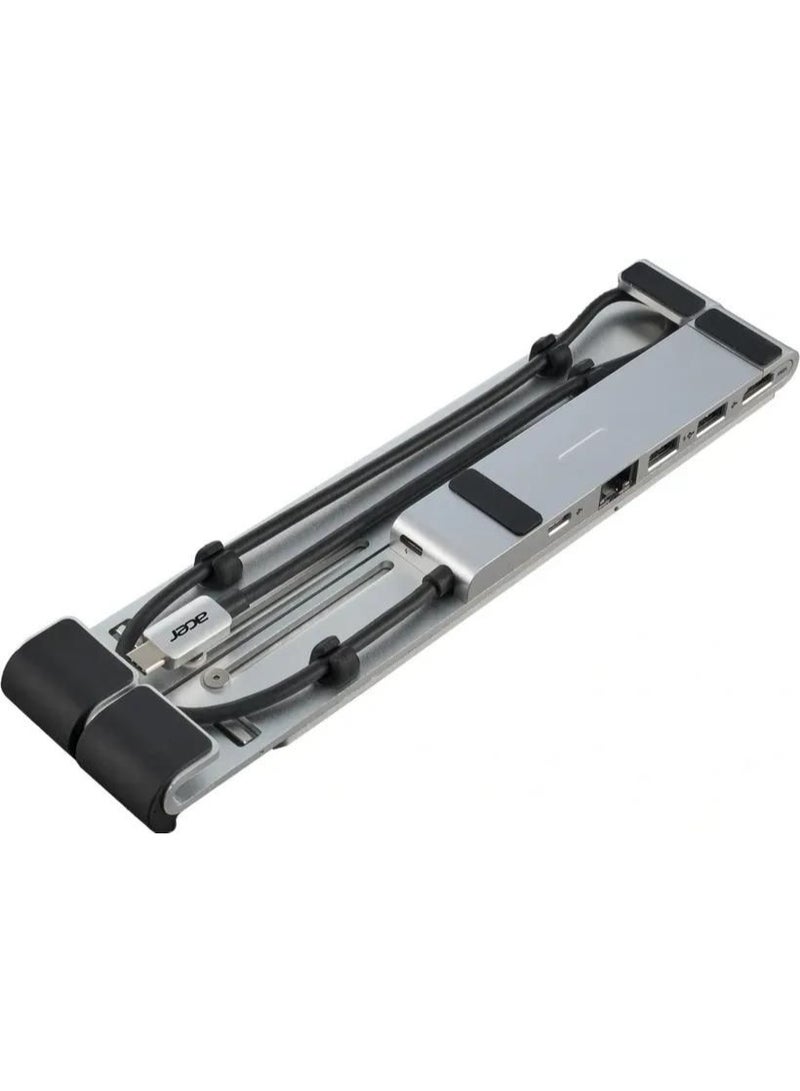 Acer Notebook Stand 6-in-1 Dock, 2 x USB-C, 2 x USB-A, 1 x HDMI (4K@30HZ), 1 x RJ45, PD 100W, silver - Image 4