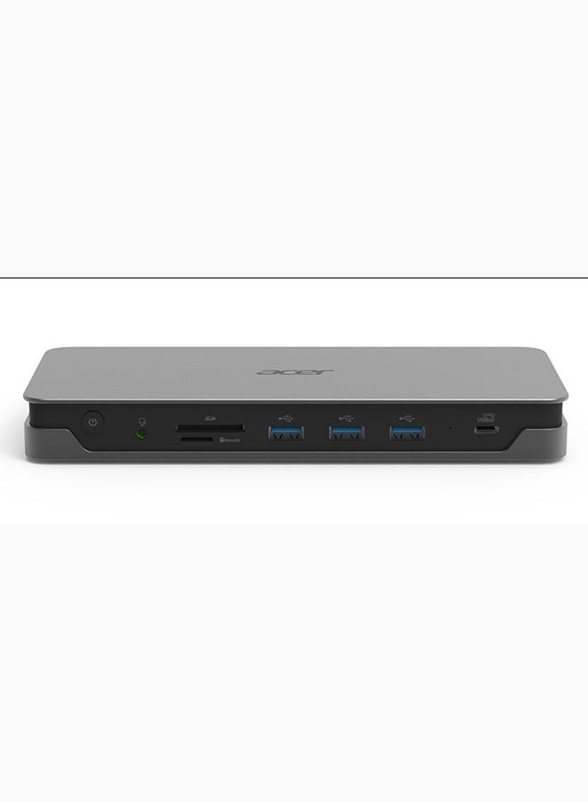 Acer 13-in-1 USB-C Mini-Dock and Notebook Stand, 3 x USB3, 1x USB-C 100W PD, 1 x SD/TF, 2 x HDMI (4k@60HZ), 1 x DP, 1 x  RJ45, 1 x 3.5mm Audio Port, Dark Grey - Image 1